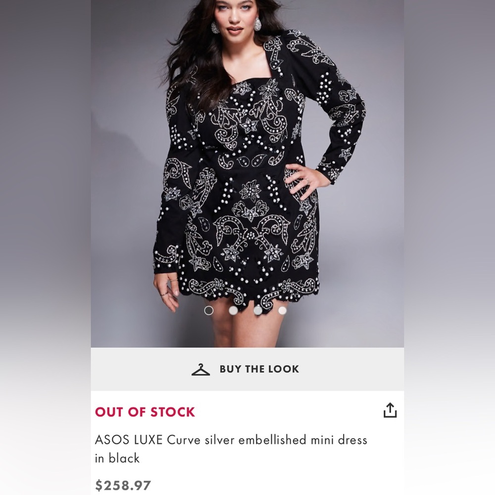 NWT ASOS LUXE Black and Silver Embellished Dress
